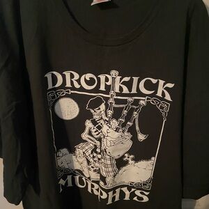 Dropkick Murphys Black Graphic Tee - Skeleton Bagpiper